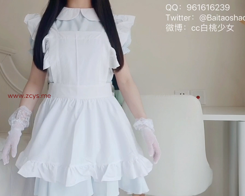 【自打包】福利姬-白桃少女-白网袜女仆（1V,1.28G）
